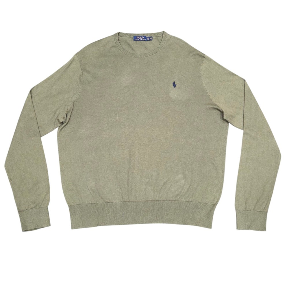 Polo Ralph Lauren Sweater Men's 2XL Green Cotton Silk Cashmere Blend‎ Crew Neck